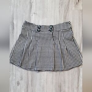 💚5/$25 Black & White Houndstooth Pleated School Girl Micro Mini Skirt Size XS